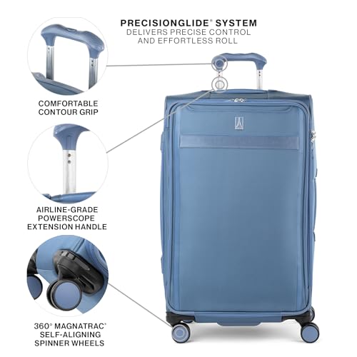 Travelpro VersaPack+ Lightweight Softside Expandable Checked Luggage, 8 Spinner, TSA Lock, Checked Large 29-Inch, Elemental Blue