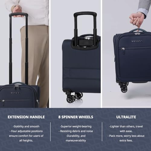 Verage Underseat Carry On Luggage with Wheels & USB Port,14 inch Wheeled Spinner Carry-on Luggages Bags for Airlines, Lightweight Overnight Suitcase for Men Women (14-Inch Compact Underseat Pro)