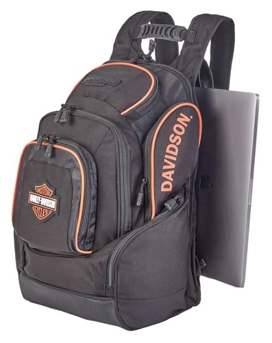 Harley-Davidson Bar & Shield Legend Rugged Polyester Backpack - Black/Orange