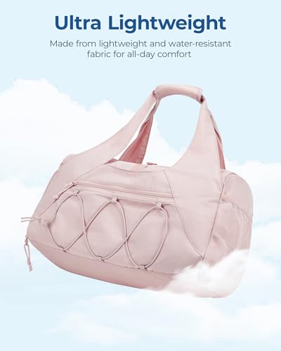BAGSMART Gym Bag for Women, Lightweight Duffel with Shoe Compartment, Tote Bag with Wet Pocket for Yoga Travel, Pink