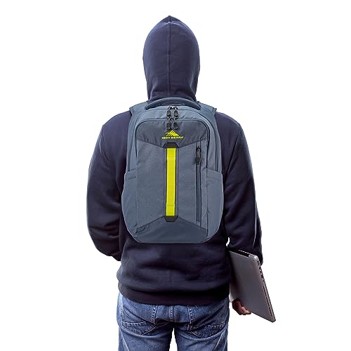 High Sierra Large Backpack Reflective Accent Comfortable Mesh Back School Bag with Tablet Device Sleeve and Adjustable Straps, Grey Blue