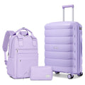TRIPLAYER Carry On Luggage 22x14x9 Airline Approved, 22 Inch PP Hardshell Luggage Carry-on Suitcase with Spinner Wheels, Carry On Suitcase Set for Women (Lavender)