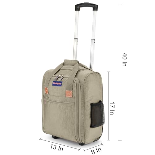 Boardingblue 17x13x8 Inches JetBlue Airlines Rolling Personal Item Underseat Travel Bag - Suitable for Major Airlines including Spirit, Jetblue and Frontier- Duffel Bag Design (Ivory)