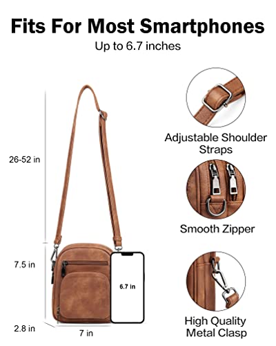 FADEON Small Purses for Women Crossbody Bags, Designer PU Leather Mini Cross Body Purse Travel Shoulder Bag Card Slots