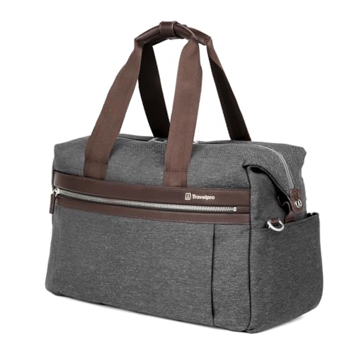 Travelpro Platinum Elite Carry on Soft Travel Underseat Tote Bag, Weekender, Overnight, Men and Women, Vintage Grey, 16.5 Inch