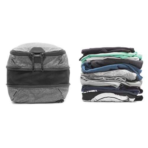 Peak Design Packing Cube, Charcoal, Weatherproof Luggage Cube with Dual Compartment Organization, Expansion and Compression, Zipper Opening, Travel Organizer for Men and Women, Size S