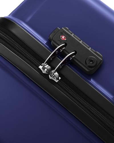 Coolife Luggage, Suitcase with Durable and Lightweight, Large Checked Luggage with PC+ABS Hardshell Expandable, Dual Spinner Wheels, TSA Lock, and YKK Zipper(navy new, L(28in))