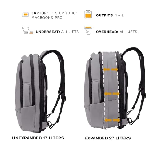 Knack Small Series 2 Laptop Backpack Fits up to 16 Inch Laptops - Knack Bags Carry-On Backpack, TSA Approved, Expandable Travel Backpacks With 2 Day Outfit Capacity, Alloy Gray