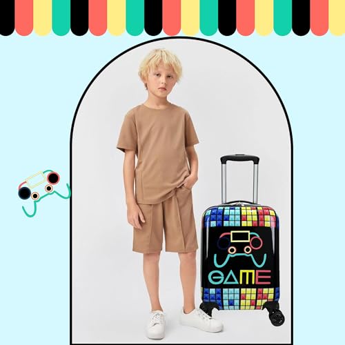 Inprof Kid’s Luggage Set 2 Piece Suitcase Set 16’’ Hardside Luggage with Spinner Wheels Girls Boys Carry on Luggage Travel Rolling Luggage Airline Approved