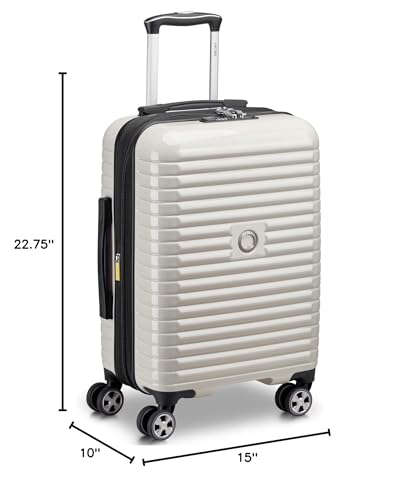 DELSEY PARIS Cruise 3.0 Hardside Expandable Luggage with Spinner Wheels, Glossy Ivory, Carry on 20 Inch