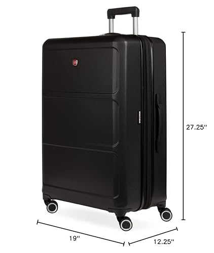 SwissGear 8090 Hardside Expandable Luggage with Spinner Wheels, Black, Checked-Large 28-Inch