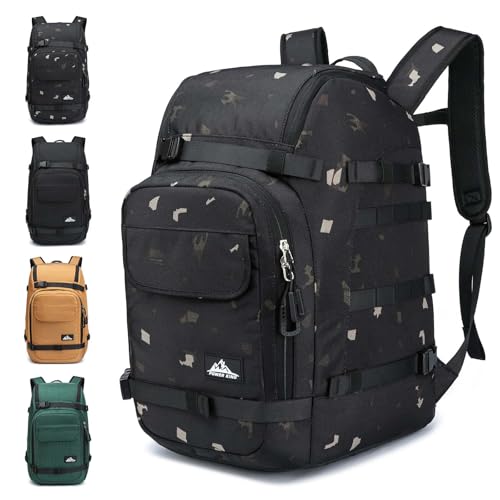 ROYAL MOUNTAIN Ski Boot Bags, 40L Snowboard Boot And Helmet Bag, Large Capacity Ski Boots Travel Backpack For Men Women, Waterproof Snowboard Boots Backpack For Skis Accessories (Fancyblack)