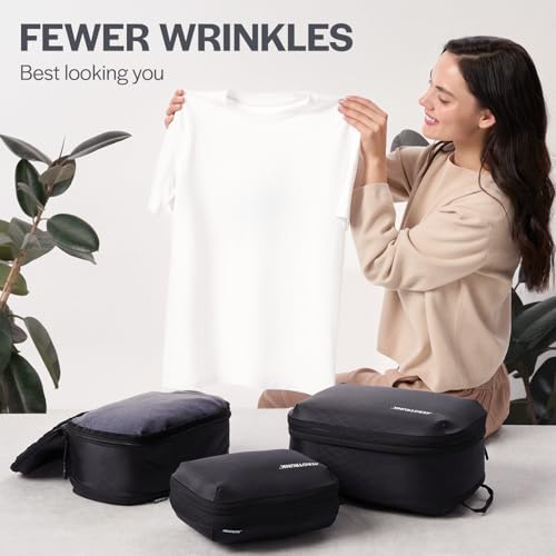 Aerotrunk Ultralight Compression Packing Cubes - Lightweight Travel Organizers for Suitcases and Luggage (6-Pack, Black)