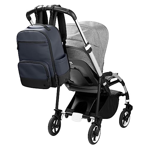Skip Hop Diaper Bag Backpack: Flex, Multi-Function Baby Travel Bag with Changing Pad & Stroller Attachment, Blue
