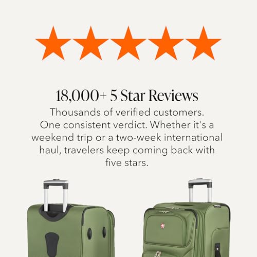 SWISSGEAR Sion Softside Expandable Spinner Luggage Durable Lightweight Travel Suitcase, Evergreen, Checked-Medium