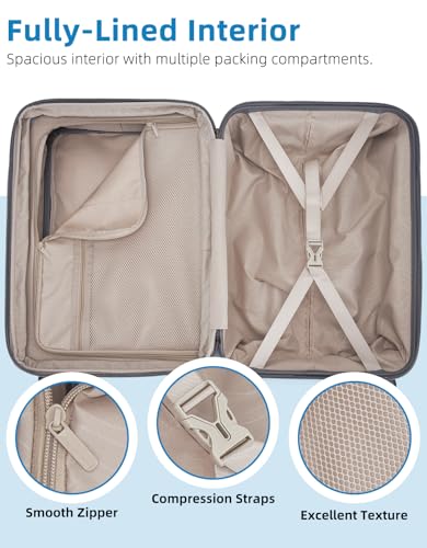 LARVENDER Carry On Luggage 22x14x9 Airline Approved, Suitcases with Wheels