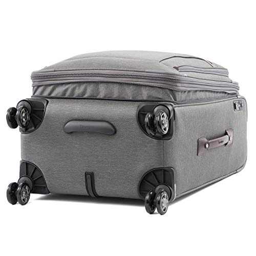 Travelpro Platinum Elite Softside Expandable Checked Luggage, 8 Wheel Spinner Suitcase, TSA Lock, Men and Women, Vintage Grey, Checked Medium 25-Inch