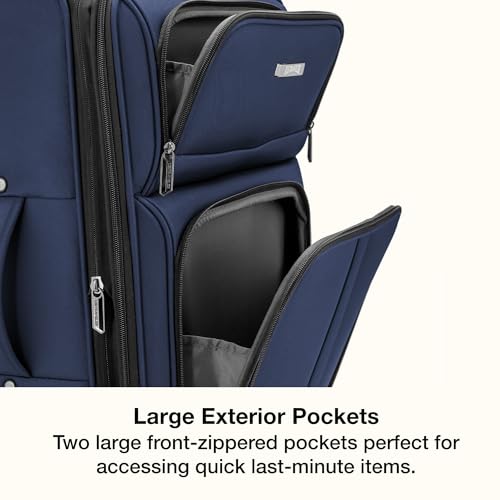 U.S. Traveler Anzio Softside Expandable Luggage with Spinner Wheels, Navy, 30-Inch Large