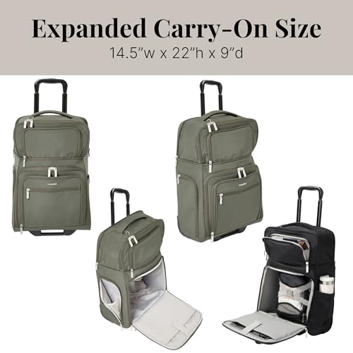 Baggallini Expandable Underseat Carry-On - Lightweight Travel Luggage Carry On Weekender with Wheels