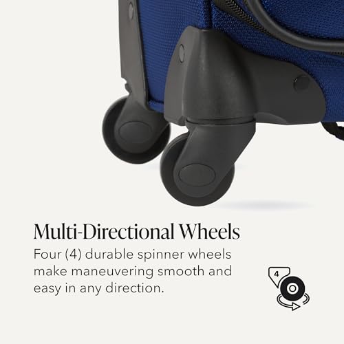 SWISSGEAR Sion Softside Expandable Spinner Luggage Durable Lightweight Travel Suitcase, Blue, Checked-Large