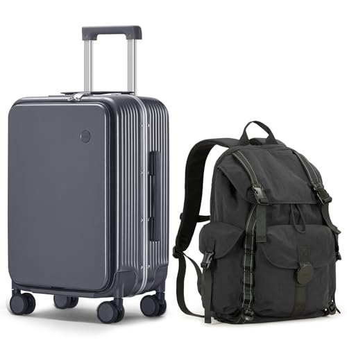 mixi 20 Inch Carry On Luggage with Cup Holder and 18 Inch Travel Backpack as a set