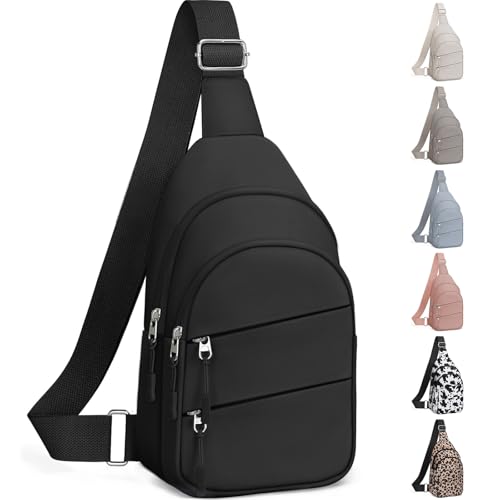 Tuwubi Crossbody Bags for Women, Sling Bag for Men, Small Hiking Backpack Anti Theft Lightweight for Outdoors Travel (M, Black)