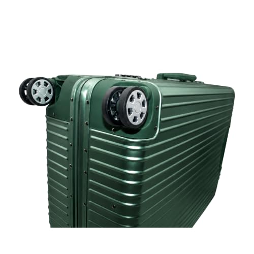 Gabbiano All-Aluminum Luggage Set, 2-Piece Zipperless Suitcase (20” Carry-On + 30” Large) – Aluminum-Magnesium Hardside Spinner with TSA Latch Locks, 22x14x9 (Green, Large 30")