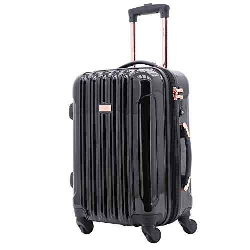 kensie 3 Piece "Alma" Light Metallic Style TSA-Lock Spinner Luggage Set, Midnight Black Option