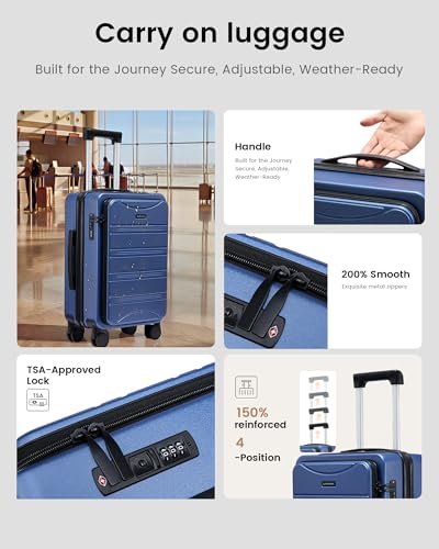 LOVEVOOK Carry On Luggage 20 Inch, Airline Approved Expandable Hard Shell Suitcase with Spinner Wheels, TSA Lock & Cup Holder, Fits Most Overhead Bins