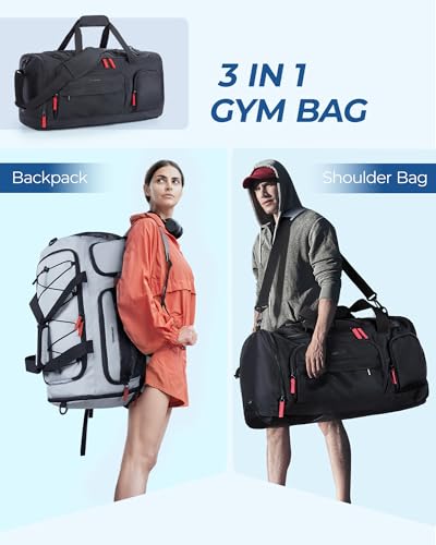 BAGSMART Gym Bag for Women & Men, 35L/63L Sports Travel Duffel Backpack with Shoe Compartment Laptop Compartment, Water Resistant Carry On Weekender Bag for Airplane