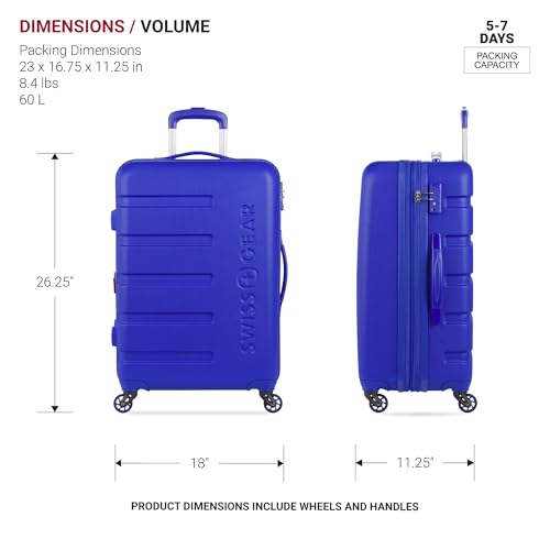 SwissGear 7366 Signature Hardside Expandable Luggage with Spinner Wheels, TSA Lock, Cobalt, Checked-Medium 23-Inch