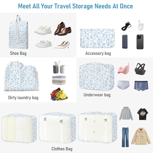 YEEYAA Packing Cubes for Travel - 8 Set Luggage Organizer Bags for Family, Mesh Breathable Packing Cubes for Suitcases Durable Travel Essentials Bags Set