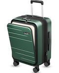 LUGGEX Carry On Luggage 22x14x9 Airline Approved, Expandable Polycarbonate Suitcase with Front Pocket (FX-Core, Green, 20 Inch)