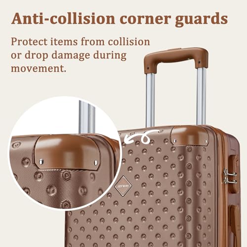 Joyway Luggage 20 Inch Carry On Luggage, Hard Shell Travel Carry On Suitcase Airline Approved,Lightweight Suitcases with Spinner Wheels(20-Inch, Brown)