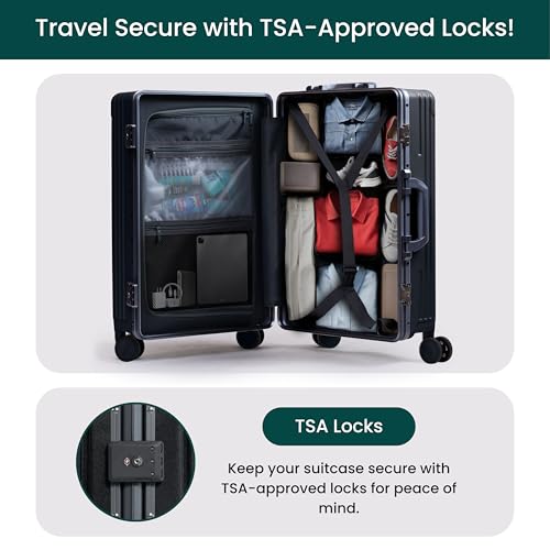 Nobl Travel Carry on Luggage, Zipperless Aluminum Frame, TSA Locks