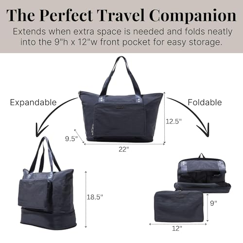 Baggallini Women's Carryall Expandable Packable Tote, French Navy