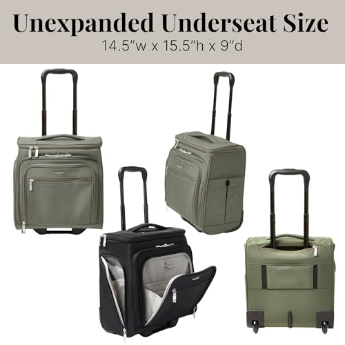 Baggallini Expandable Underseat Carry-On - Lightweight Travel Luggage Carry On Weekender with Wheels