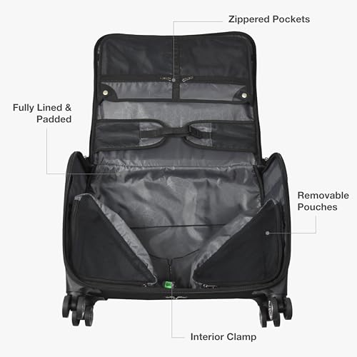 Traveler's Choice Carry-On Softside 8-Wheeled Spinner Garment Bag Luggage, Black, 21-Inch
