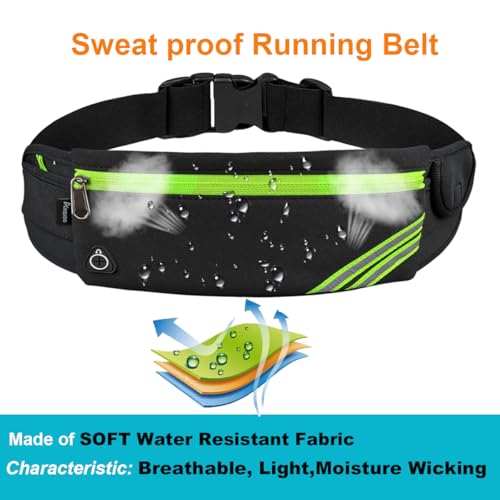 Slim Running Belt Fanny Pack,Waist Pack Bag for Hiking Cycling Workout,Reflective Runners Belt Jogging Pouch,Travelling Money Phone Holder for Running Gear Accessories