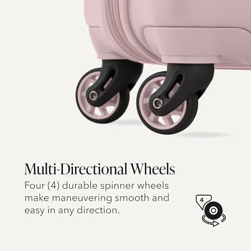SwissGear 7366 Signature Hardside Expandable Luggage with Spinner Wheels, TSA Lock, Pink, Checked-Medium 23-Inch
