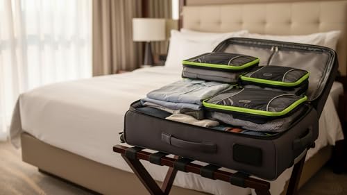 GOX Premium 5-Piece Packing Cubes Set for Travel, Lightweight Durable Luggage Organizer Bags with Double Zipper Mesh Top, 1 Large 2 Medium 2 Small, Nylon, Space-Saving Suitcase Storage (Black)