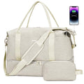 For Spirit Airlines 18x14x8 Personal Item Bag with USB Charging Port, Underseat Travel Duffel Bag with Wet Pocket & Shoes Compartment Carry On Luggage for Women Men (Beige)