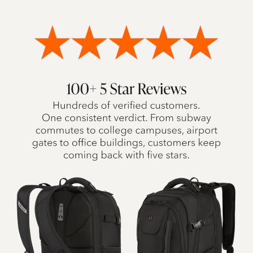 SwissGear Travel Tech Pro Laptop Backpack – Fits Laptops up to 16” – ScanSmart TSA-Friendly Backpack with Multiple Organizer Pockets – Black
