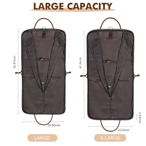 Carry On Garment Bag for Business Travel S-ZONE Canvas Leather Men Suit Cover