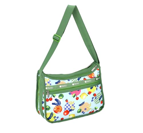 LeSportsac Fresh Fruit Deluxe Everyday Crossbody Bag + Cosmetic Bag, Style 7507/Color E840, Whimsical Sunkissed Artfully Arranged Fruit, Vibrant Juicy Oranges, Lemons & Limes, Sweet Cherries & Berries