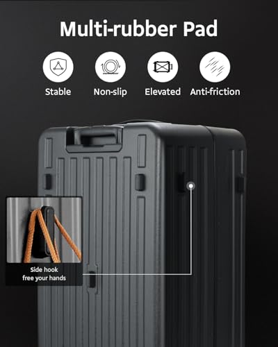 CENSIEN Luggage Sets 2 Pieces, 20 Inch Carry On Luggage and 29 Inch Checked Luggage with Spinner Wheels, Lightweight ABS+PC Hardshell Trunk Suitcases with Aluminum Frame, Top Opening (Black, 20/29)