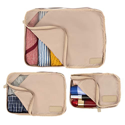 Travelpro Essentials-Packing Cubes, Khaki, 3-Pack (S/M/L)