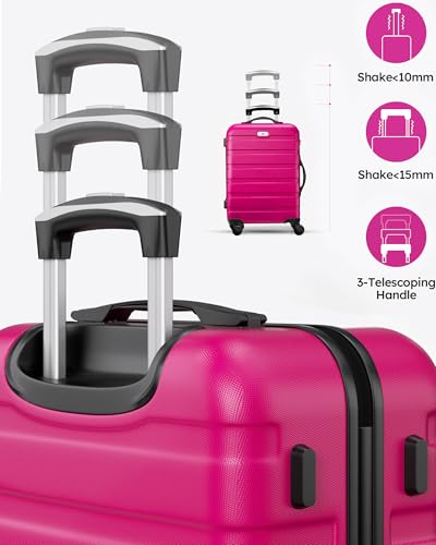 Suitour Luggage 3 Piece Sets Hard Shell Luggage Set with Spinner Wheels, TSA Lock, 20 24 28 inch Travel Suitcase Sets,Rose Red