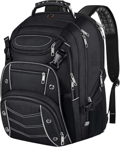 VECKUSON 18.4 Laptop Backpack for unisex, 60L Extra Large Gaming Laptops Back Bag with USB Charger Port,TSA Friendly Flight Approved and RFID Anti-Theft Pocket Heavy-duty Pack,21.3*15.7*11.8inch Grey