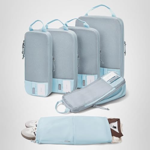 BAGSMART 6 Set Compression Packing Cubes for Travel, Lightweight Luggage Organizer Bags, Durable Space Saver Bags Travel Essentials